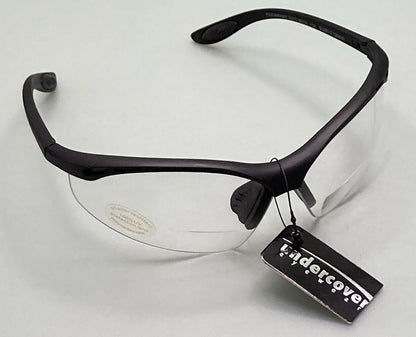 NEW UNDERCOVER EYEWEAR SR206CLR BLACK W/ CLEAR LENS READER 3.0 SAFETY GLASSES