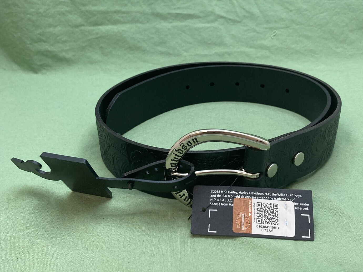 NEW HARLEY DAVIDSON HDWBT11526 WOMEN'S DIXIE EMBOSSED BLACK LEATHER BELT SMALL