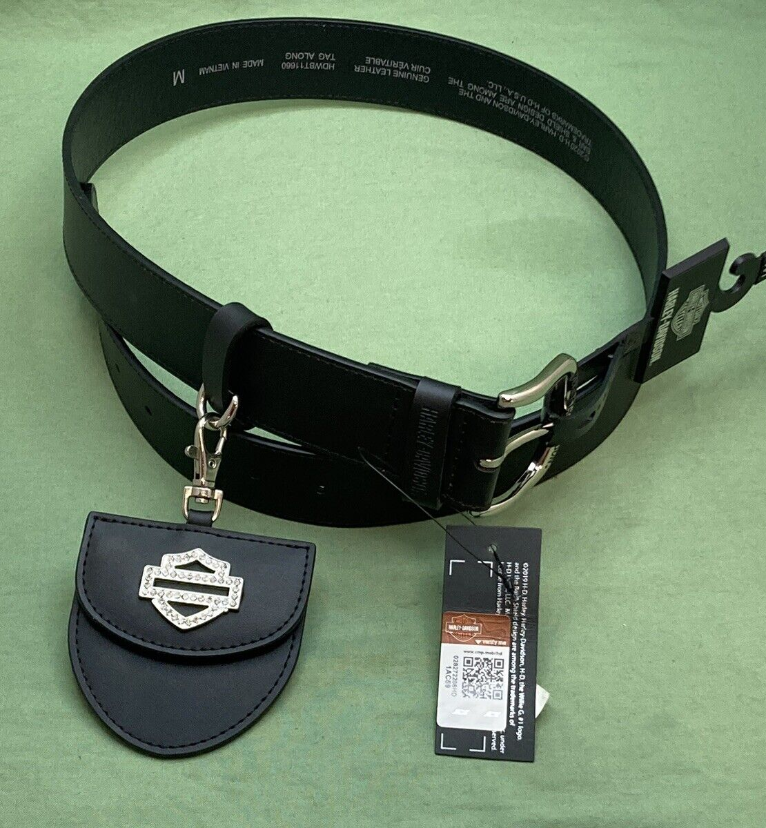 NEW HARLEY DAVIDSON HDWBT11660 Women's Tag Along Leather Belt w/Coin Purse Sm