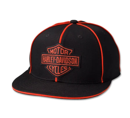 NEW HARLEY DAVIDSON 97743-23VM MEN'S LARGE B&S BLACK WOVEN FITTED BB CAP 7-3/8