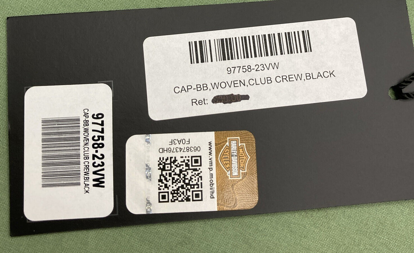 NEW GENUINE HARLEY DAVIDSON 97758-23VW WOMEN'S CLUB CREW BLACK BB CAP