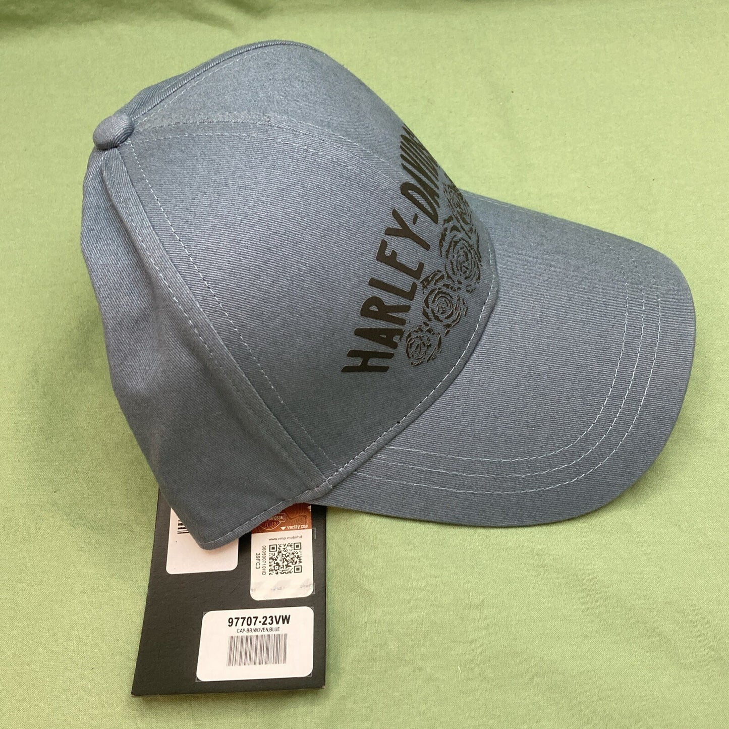 NEW HARLEY DAVIDSON 97707-23VW WOMEN'S ADJUSTABLE BB BLUE ICE BIKER CAP