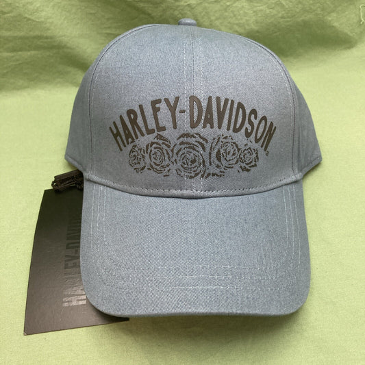 NEW HARLEY DAVIDSON 97707-23VW WOMEN'S ADJUSTABLE BB BLUE ICE BIKER CAP