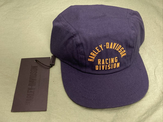 NEW HARLEY DAVIDSON 97668-22VM MEN'S ADJUSTABLE BB HD BLUE RACING CAP