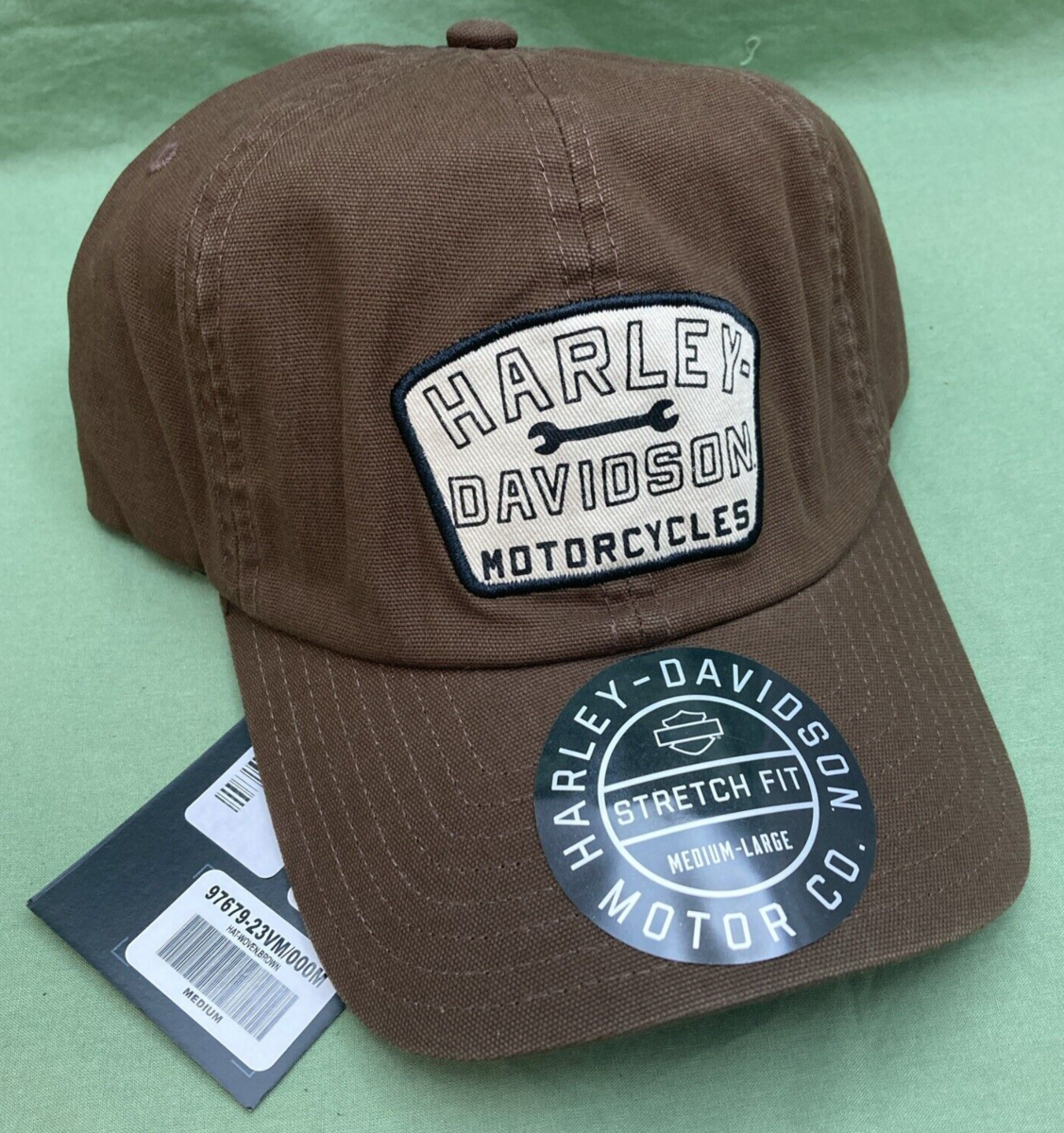 NEW HARLEY DAVIDSON 97679-23VM MEN'S STRETCH FIT M/L BROWN Waxed Canvas Cap