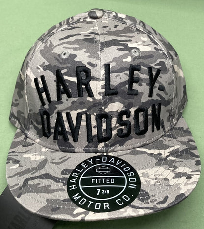 NEW GENUINE HARLEY DAVIDSON 97601-23VM MEN'S WOVEN RACER FRONT GREY CAP 7-1/8