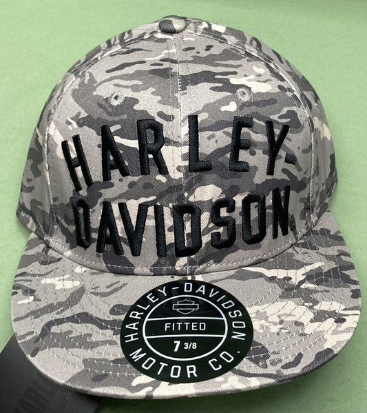 NEW GENUINE HARLEY DAVIDSON 97601-23VM MEN'S WOVEN RACER FRONT GREY CAP 7-1/8