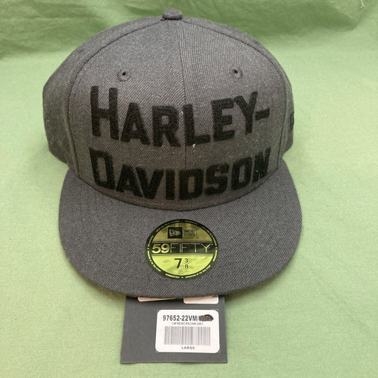 NEW HARLEY DAVIDSON 97652-22VM MEN'S L FITTED FOUNDATION CAP DARK GREY 7-3/8