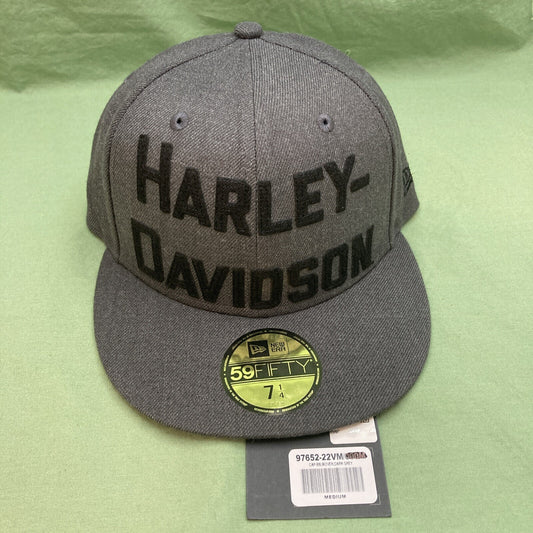 NEW HARLEY DAVIDSON 97652-22VM MEN'S MED FITTED FOUNDATION CAP DARK GREY 7 1/4
