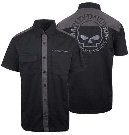 NEW GENUINE HARLEY DAVIDSON 96395-22VM MEN'S M WILLIE G SKULL WOVEN BLACK SHIRT
