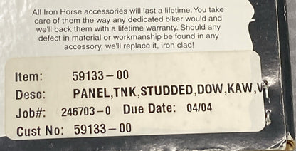 NEW IRON HORSE LEATHER CO 59133-00 DOW STUDDED TANK PANEL KAWASAKI