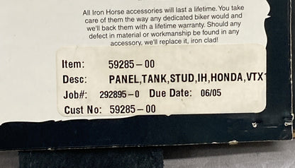 NEW IRON HORSE LEATHER CO 59285-00 STUDDED TANK PANEL HONDA