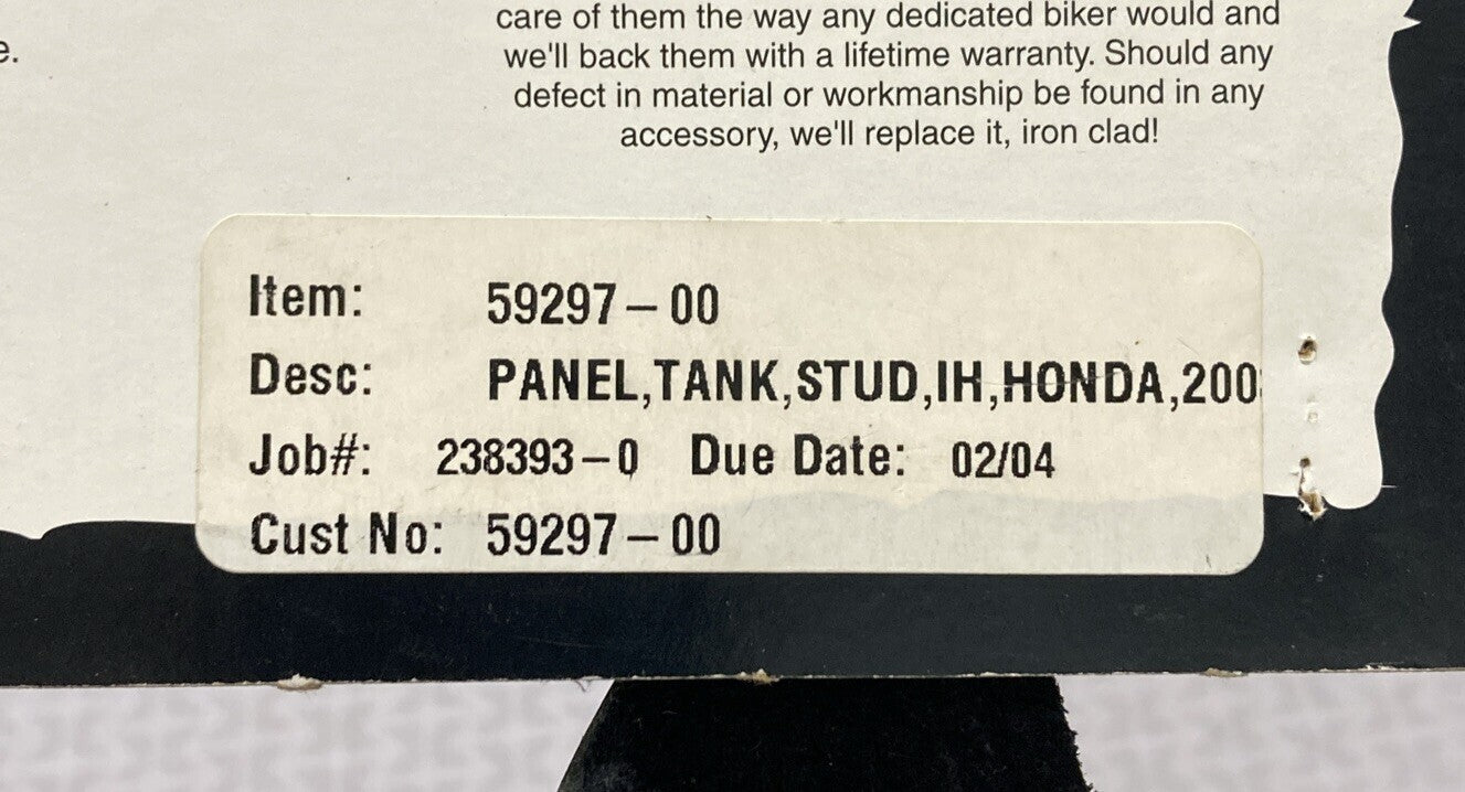 NEW IRON HORSE LEATHER CO 59297-00 STUDDED TANK PANEL HONDA