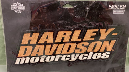 NEW HARLEY-DAVIDSON EM541386 "Motorcycles" Orange Emblem Patch, 9 IN X 3 1/4 IN