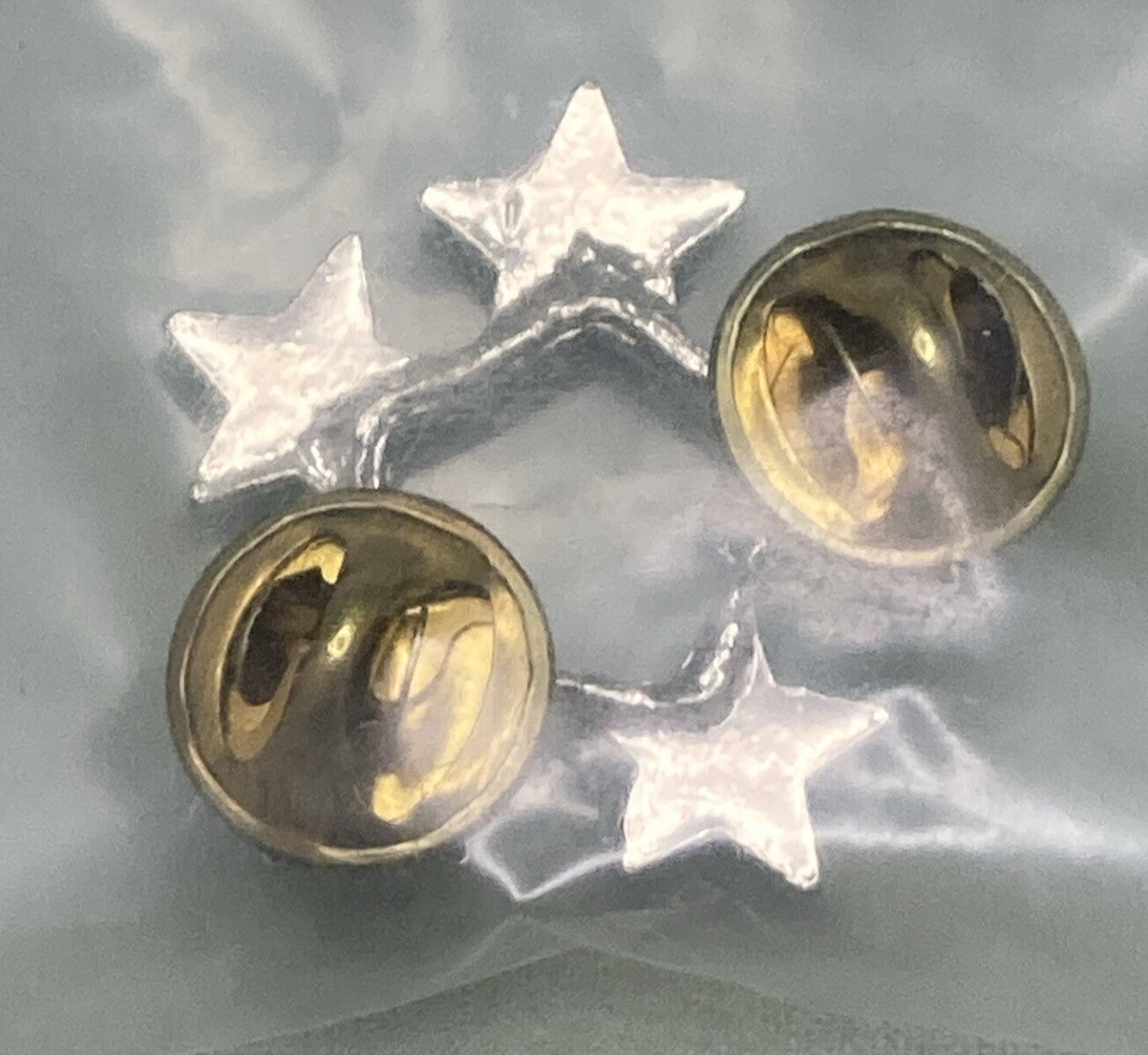 NEW GENUINE 5-STAR-SILVER TONE DOUBLE LAPEL / HAT PIN