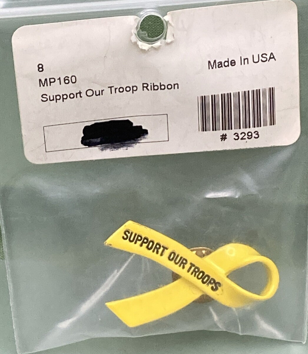 NEW GENUINE YELLOW SUPPORT OUR TROOPS MILITARY PIN FOR HAT VEST OR LAPEL