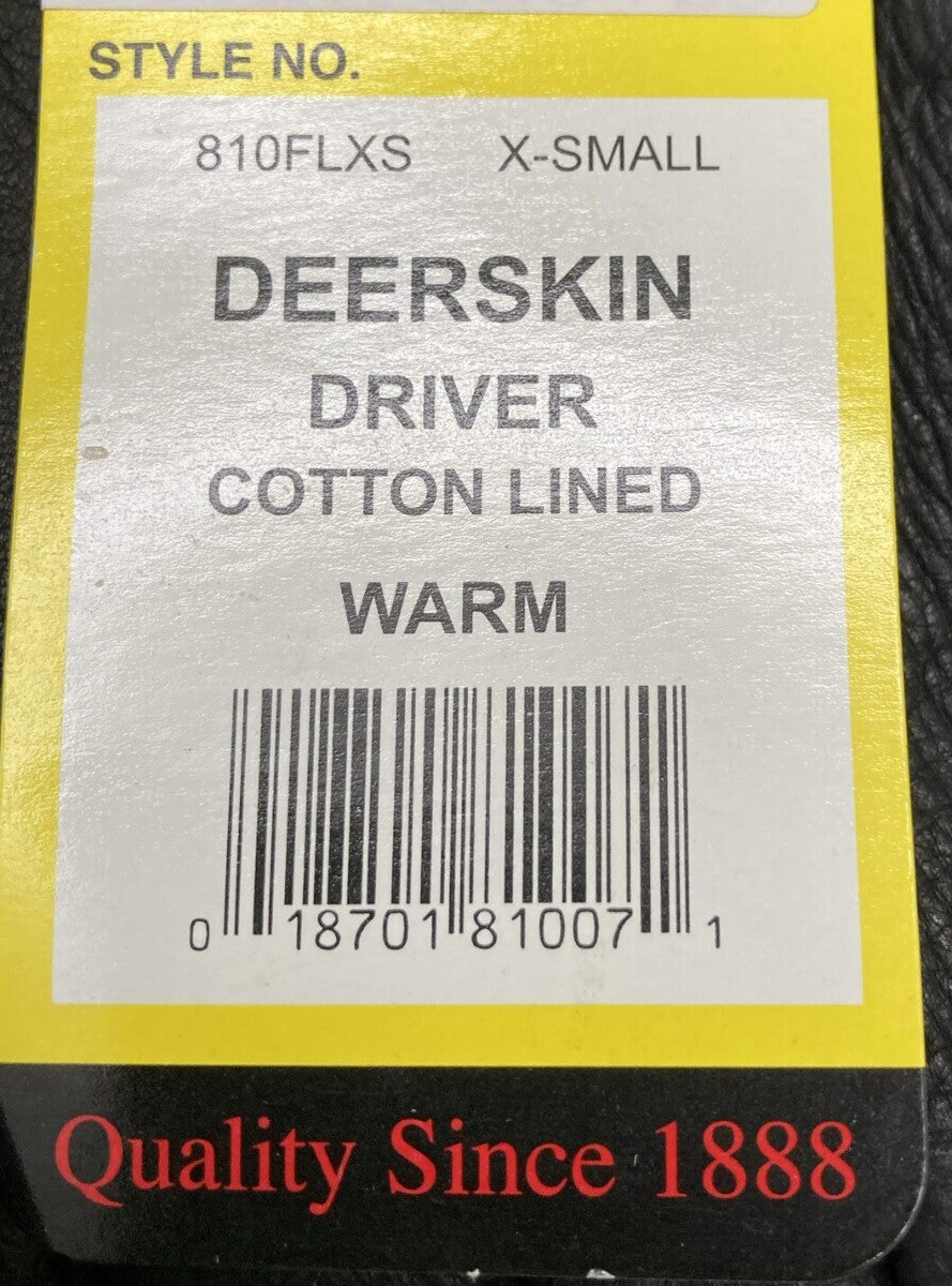 NEW GENUINE NAPA GLOVE CO. 81OFLXS X-SMALL DEEERSKIN DRIVER COTTON LINED GLOVE