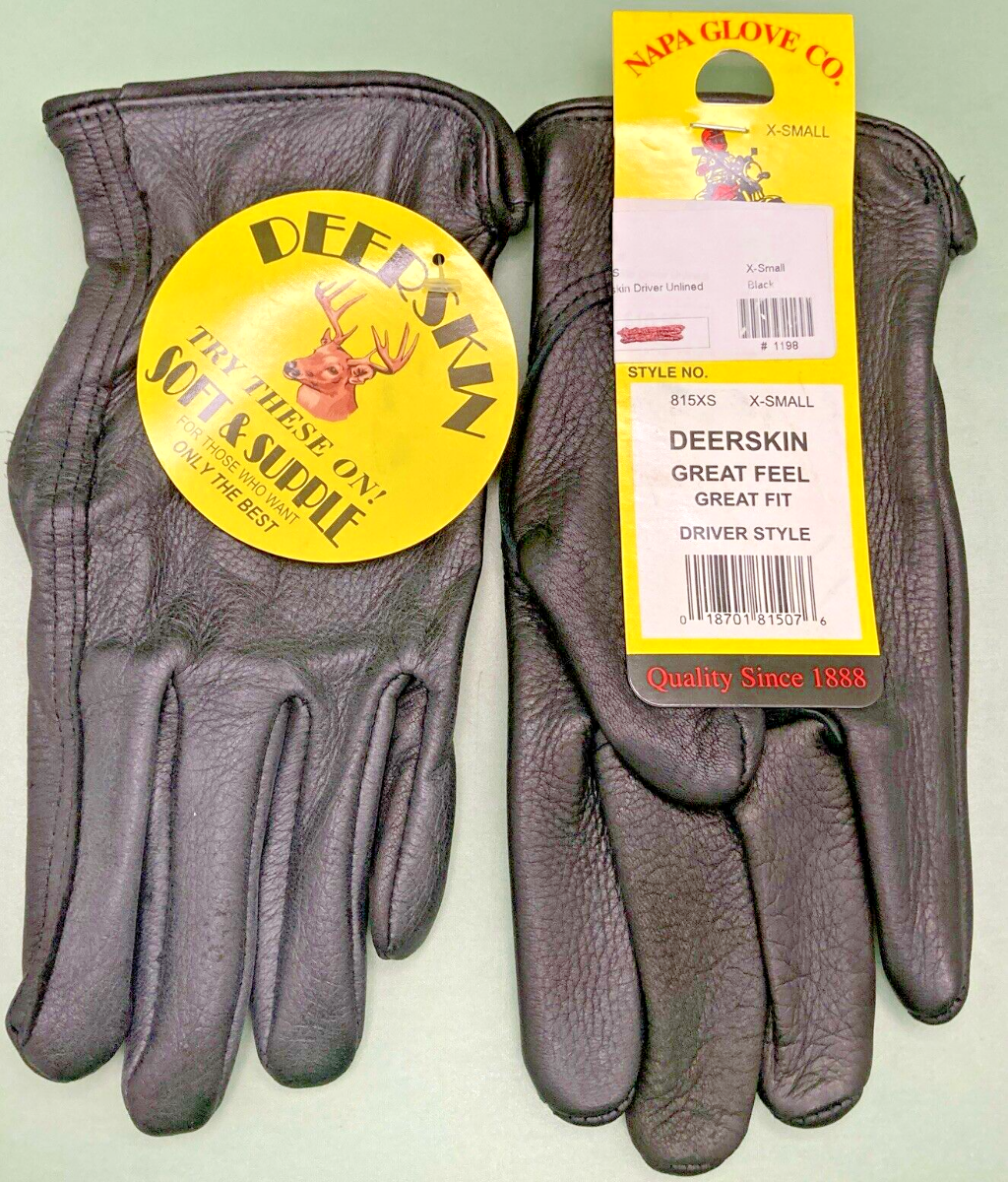 NEW GENUINE NAPA GLOVE CO. 815XS X-SMALL DEERSKIN DRIVER STYLE GLOVE