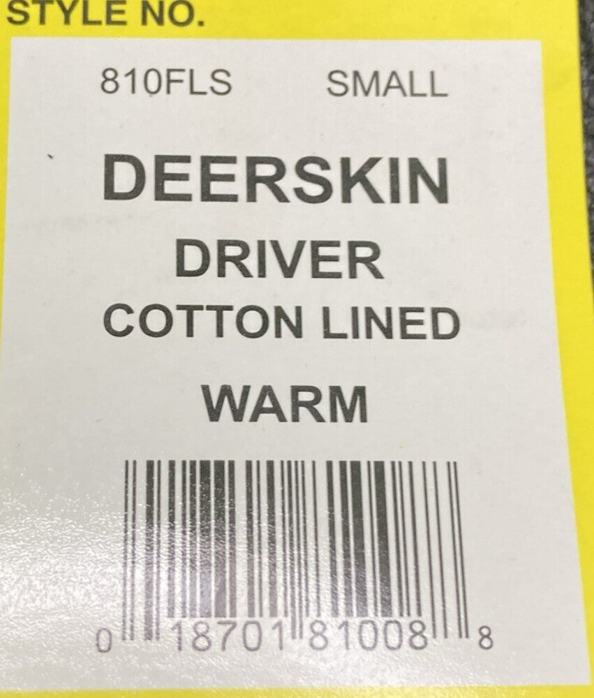 NEW GENUINE NAPA GLOVE CO. 810FLS SMALL DEERSKIN COTTON LINED DRIVER STYLE GLOVE
