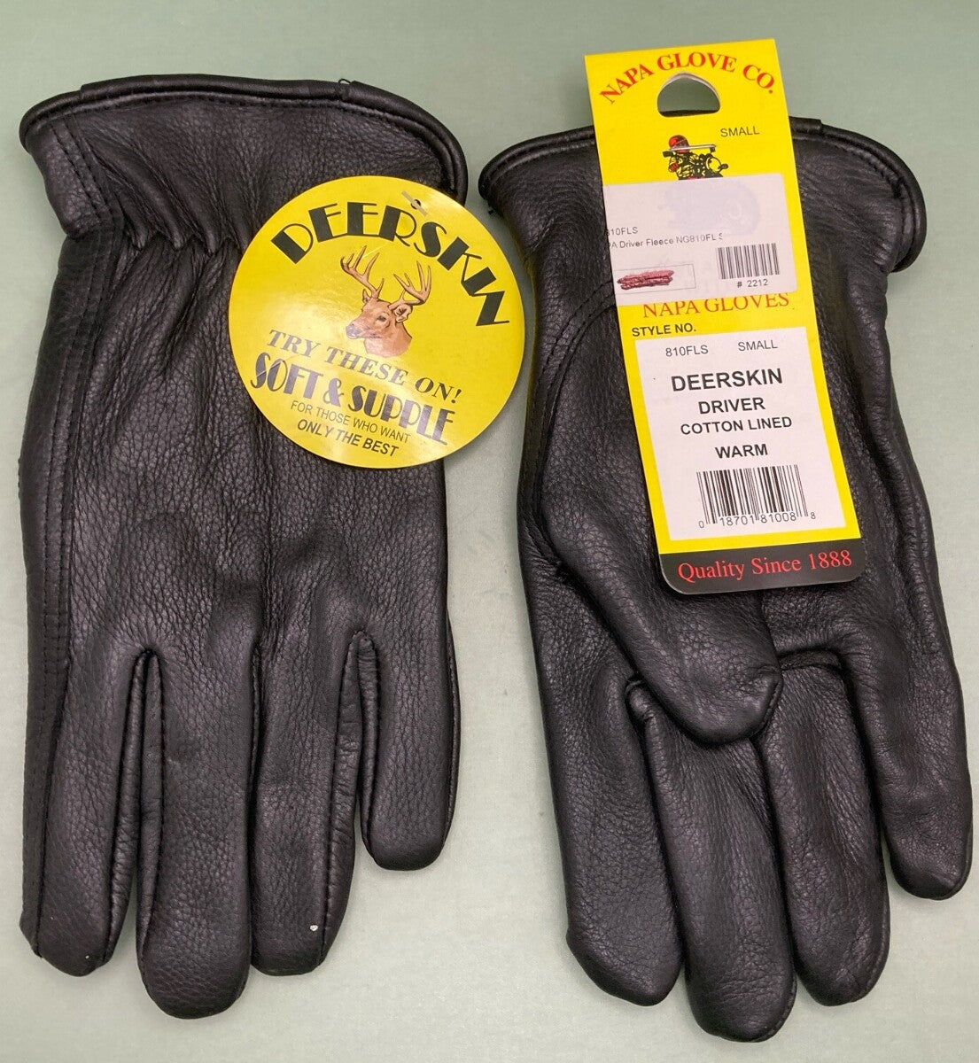 NEW GENUINE NAPA GLOVE CO. 810FLS SMALL DEERSKIN COTTON LINED DRIVER STYLE GLOVE