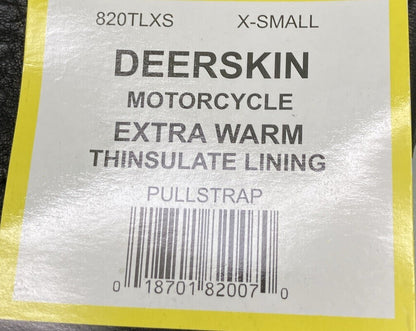 NEW GENUINE NAPA GLOVE CO. 820TLXS X-SMALL DEERSKIN MOTORCYCLE THINSULATE LINING