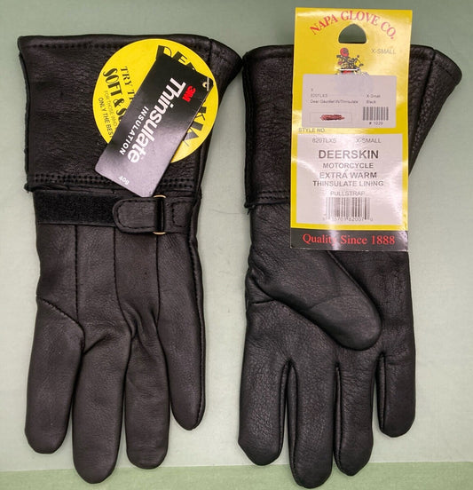 NEW GENUINE NAPA GLOVE CO. 820TLXS X-SMALL DEERSKIN MOTORCYCLE THINSULATE LINING