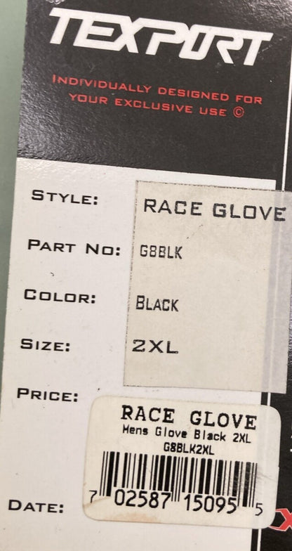 NEW GENUINE TEXPORT G8BLK MEN RACE GLOVE 2XL
