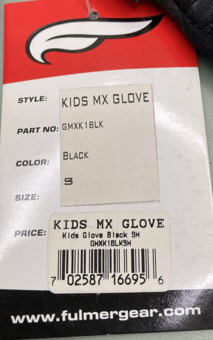 NEW GENUINE FULMER GMXK 1 BLK KIDS MX GLOVE SMALL