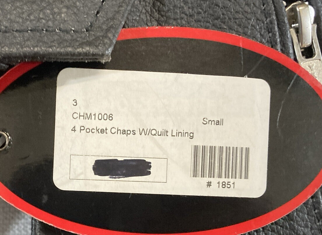 NEW GENUINE HOT LEATHERS CHM1006 4 POCKET CHAP W/ QUILT LINING SMALL