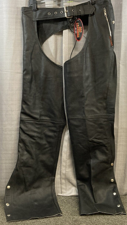NEW GENUINE HOT LEATHERS CHM1006 4 POCKET CHAP W/ QUILT LINING SMALL