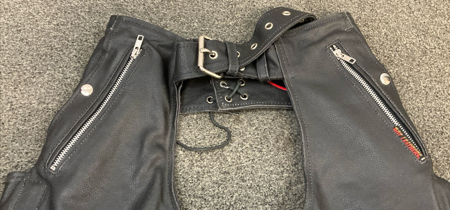 NEW GENUINE HOT LEATHERS CHM1006 4 POCKET CHAP W/ QUILT LINING SMALL