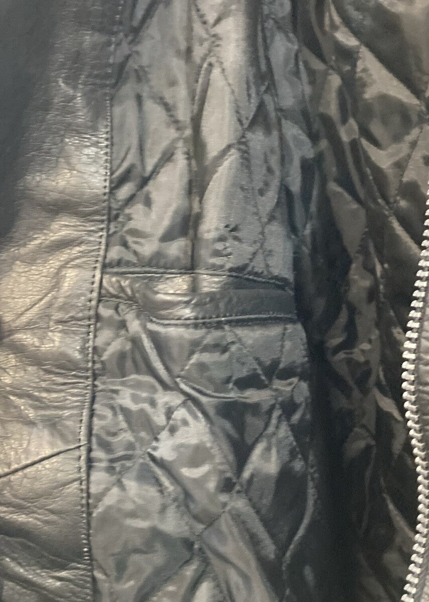 NEW GENUINE MUSTANG BIKER ESSENTIALS BLACK LEATHER JACKETS WOMAN SIZE 14