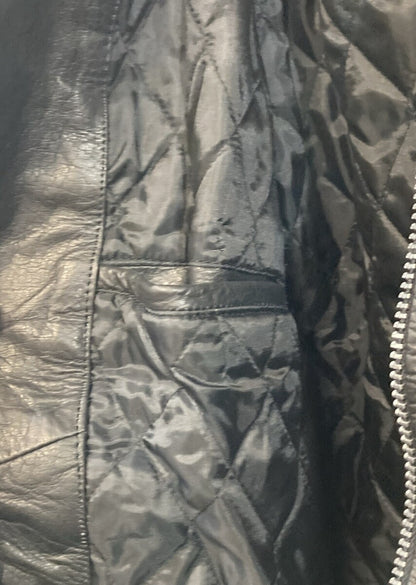 NEW GENUINE MUSTANG BIKER ESSENTIALS BLACK LEATHER JACKETS WOMAN SIZE 14