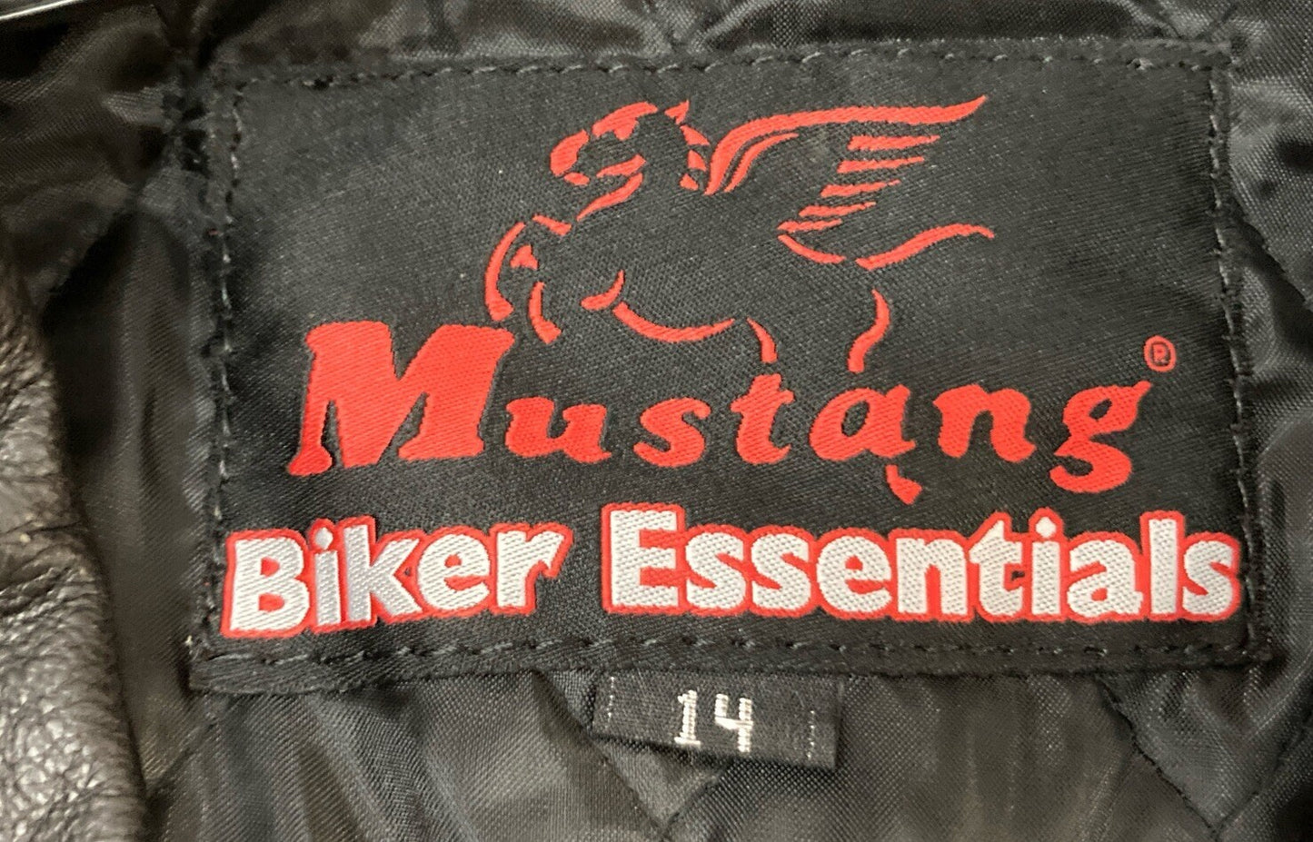 NEW GENUINE MUSTANG BIKER ESSENTIALS BLACK LEATHER JACKETS WOMAN SIZE 14