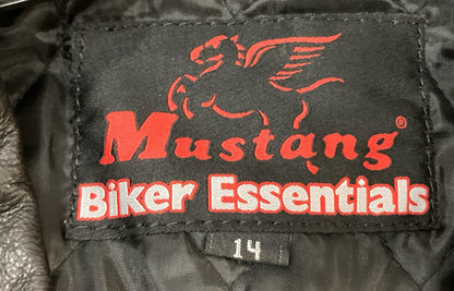 NEW GENUINE MUSTANG BIKER ESSENTIALS BLACK LEATHER JACKETS WOMAN SIZE 14