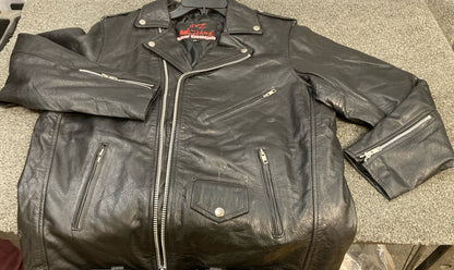 NEW GENUINE MUSTANG BIKER ESSENTIALS BLACK LEATHER JACKETS WOMAN SIZE 14