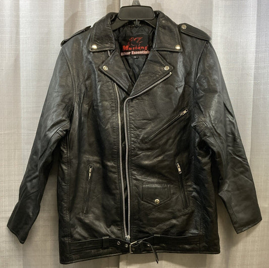 NEW GENUINE MUSTANG BIKER ESSENTIALS BLACK LEATHER JACKETS WOMAN SIZE 14