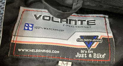 NEW GENUINE NELSON RIGGS VTL-700 VOLANTE 2-PIECE RAINSUIT BLACK, SIZE MEDIUM