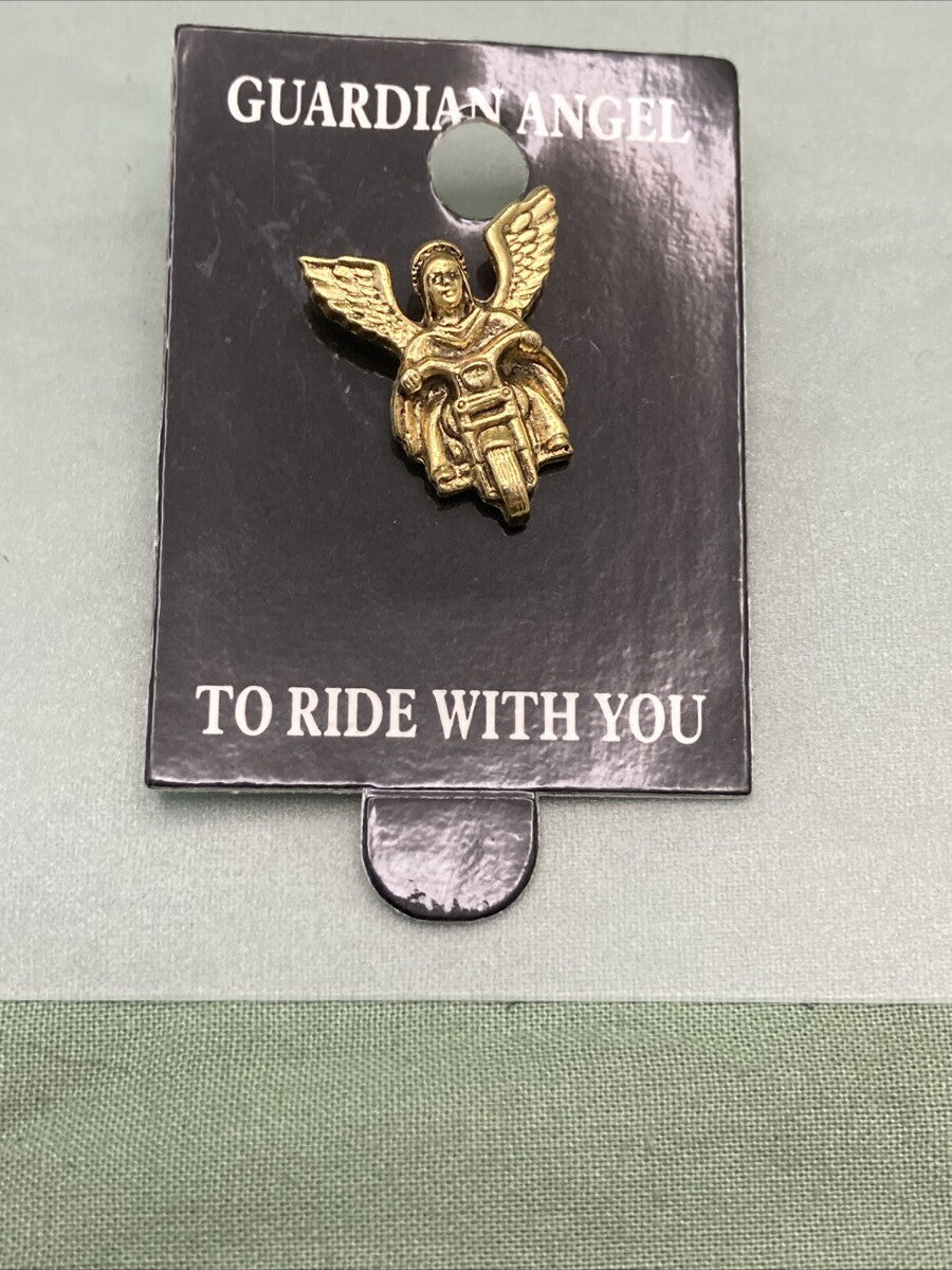 NEW GENUINE GOLD GUARDIAN ANGEL MOTORCYCLE PIN 14490 TO RIDE WITH YOU