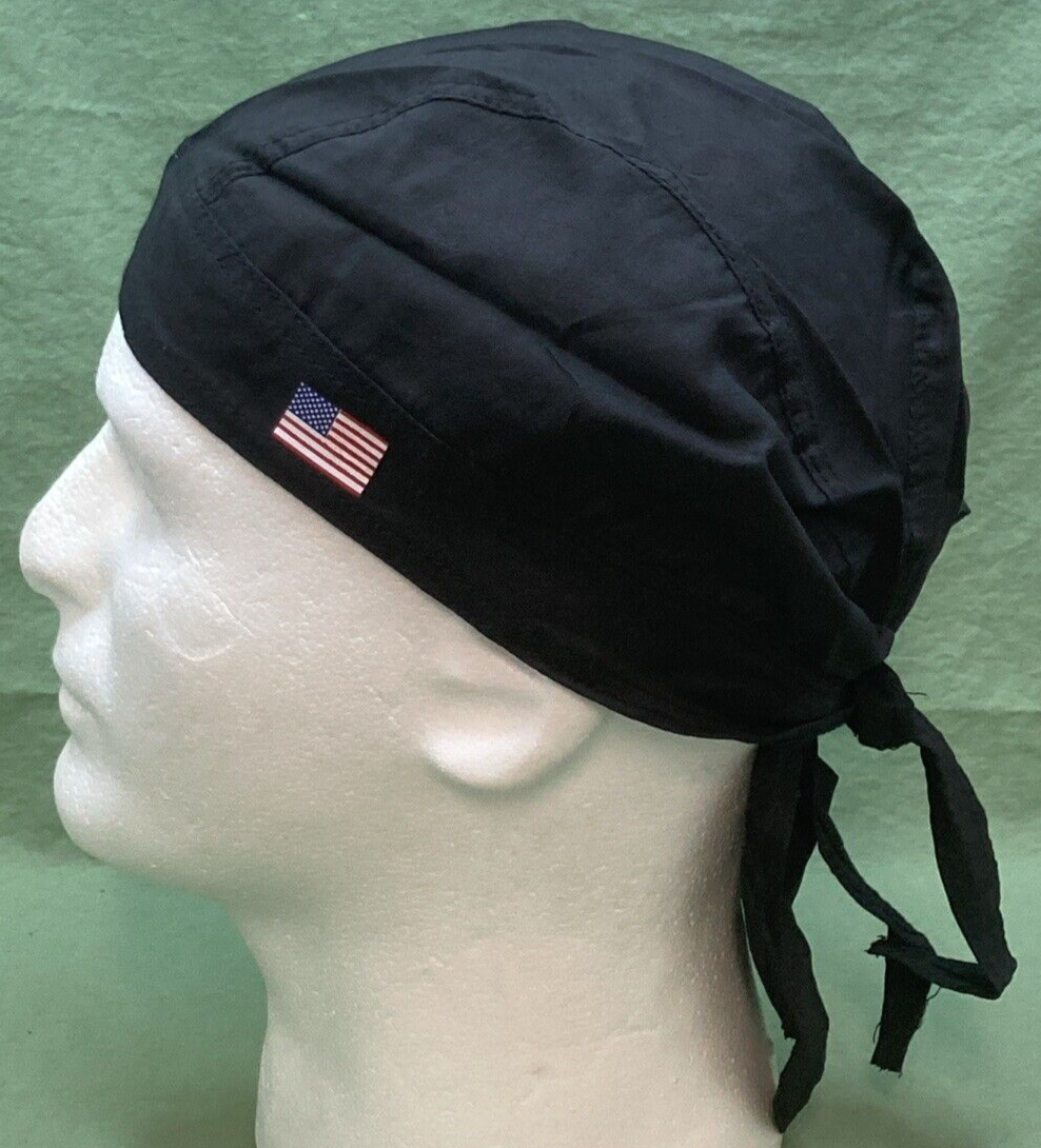 NEW MAXXRIDER SKULL SOAKER CAP COTTON BLACK W/ AMERICAN FLAG