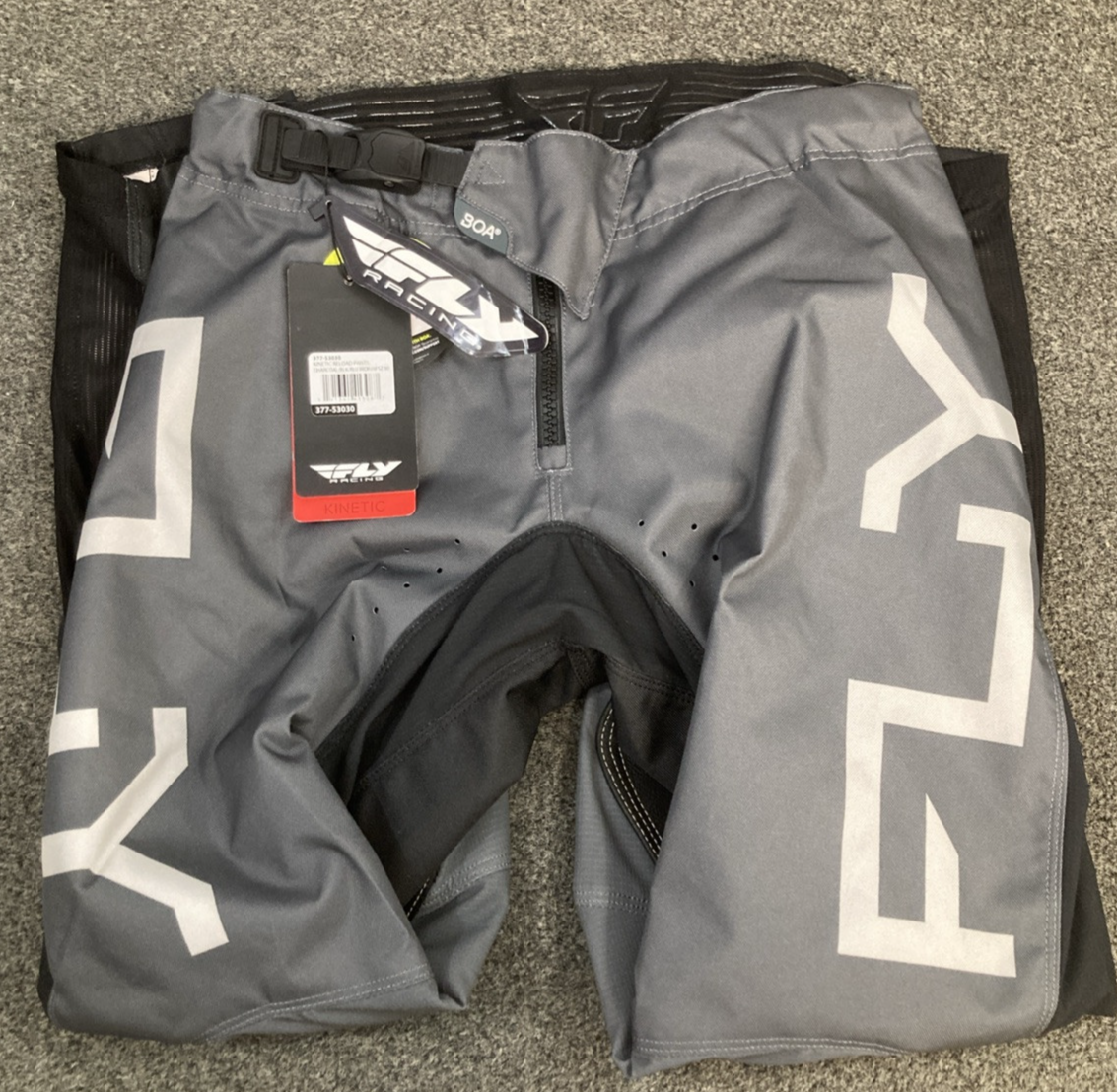 NEW GENUINE FLY RACING 377-53030 KINETIC RELOAD PANTS CHAR/BLK/IRIDIUM SZ30