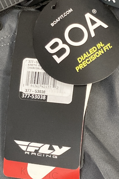 NEW GENUINE FLY RACING 377-53038 KINETIC RELOAD PANTS CHAR/BLK/IRIDIUM SZ38