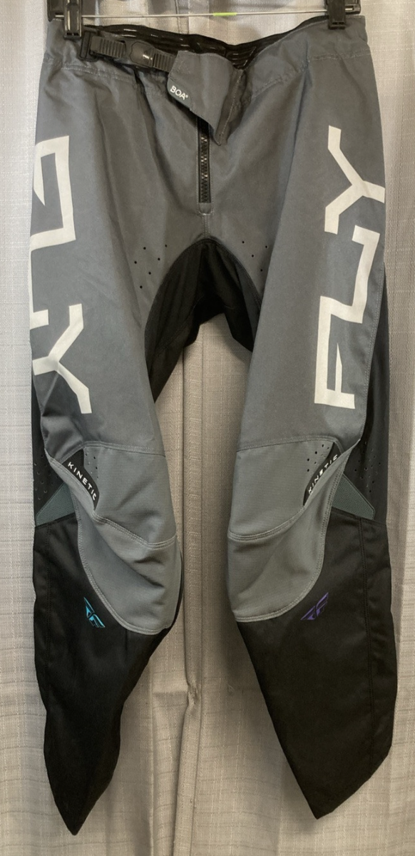 NEW GENUINE FLY RACING 377-53038 KINETIC RELOAD PANTS CHAR/BLK/IRIDIUM SZ38