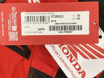 NEW GENUINE ALPINESTARS 3728023 Honda Racer Iconic Pants BRIGHT RED SZ 30