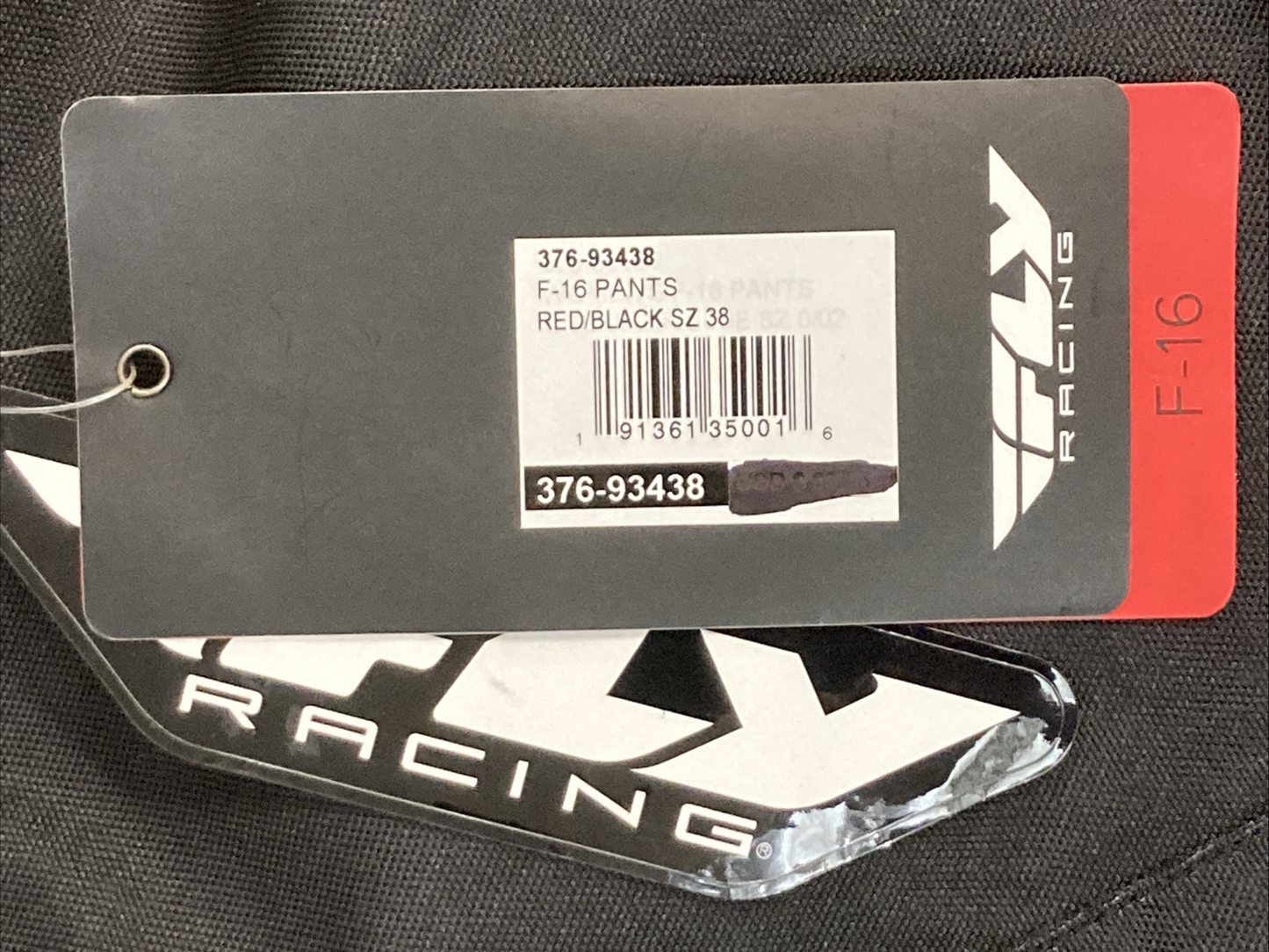 NEW GENUINE FLY RACING 376-93438 F-16 PANTS RED/BLACK SZ 38