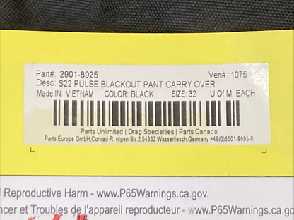 NEW GENUINE THOR 2901-8925 Pulse Blackout Pant Carryover BLACK SZ 32