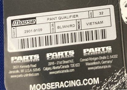 NEW GENUINE MOOSE RACING 2901-9109 Qualifier Pants Red/White/Blue  SZ 32