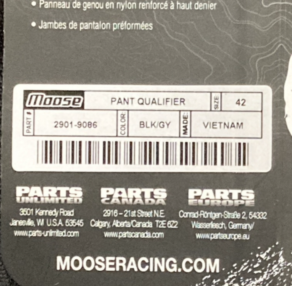 NEW GENUINE MOOSE RACING 2901-9086 Qualifier Pants Black/Gray SZ 42