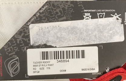NEW GENUINE MSR MX 346894 Revolver Pants Black/Red/White Youth SZ 16