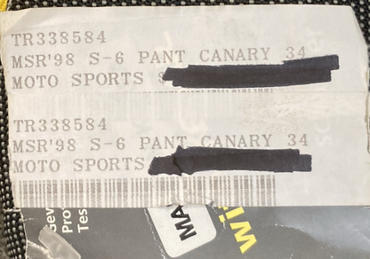 NEW GENUINE MSR MX 338584 System6 Pants Black/Yellow SZ 34